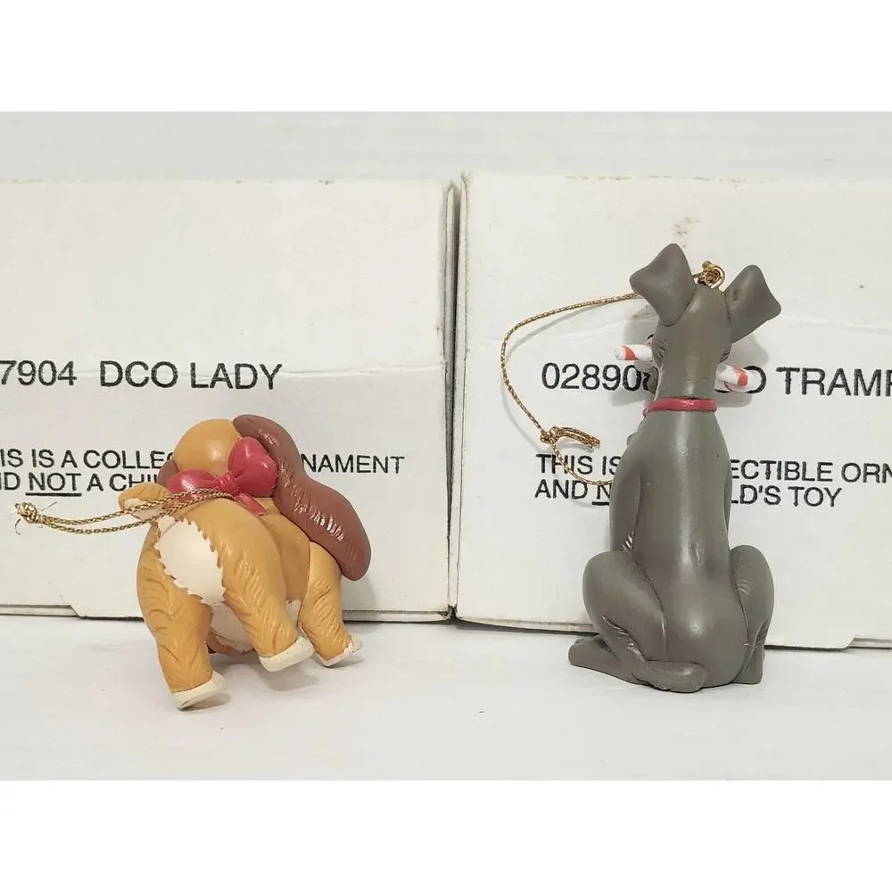 Vintage Disney Lady and the Tramp Christmas Ornament Pair Boxed Tree Set